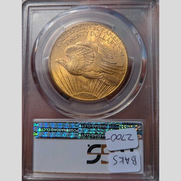 1908 no motto $20 st. gaudens pcgs ms64 rough rider hoard