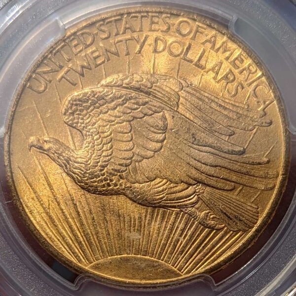 1908 no motto $20 st. gaudens pcgs ms64 rough rider hoard