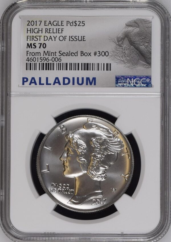 2017 palladium eagle high relief $25 ngc fdoi ms70