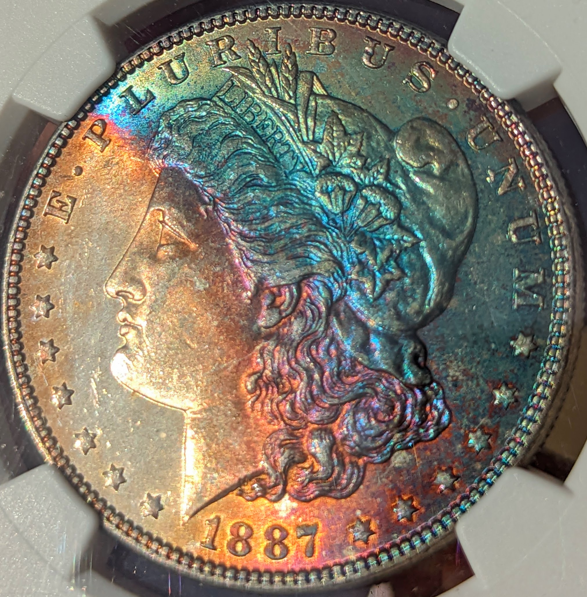 1887 morgan dollar ngc ms64* rainbow