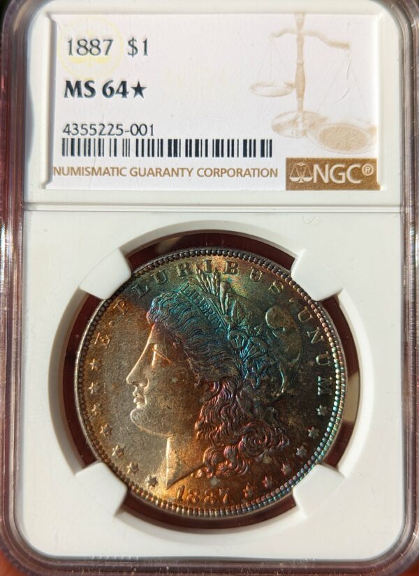 1887 morgan dollar ngc ms64* rainbow