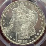 1880 s morgan dollar ms63 pcgs rainbow tone
